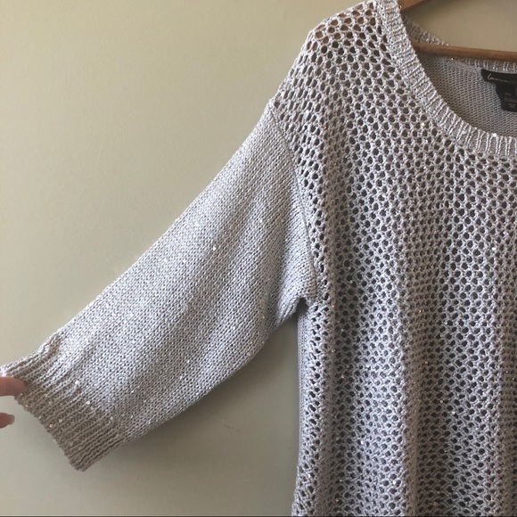 Lane Bryant loose knit sequin tunic sweater - Picture 2 of 5
